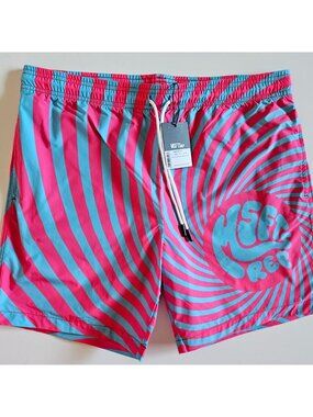NWT MSFTSrep Costume Uomo Men's Psychedelic Swim Trunks Pink Blue Medium M